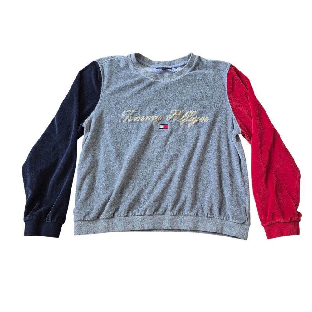 Tommy‎ Hilfiger Women’s Velour Crewneck Pullover Size L Juniors Comfort Warm